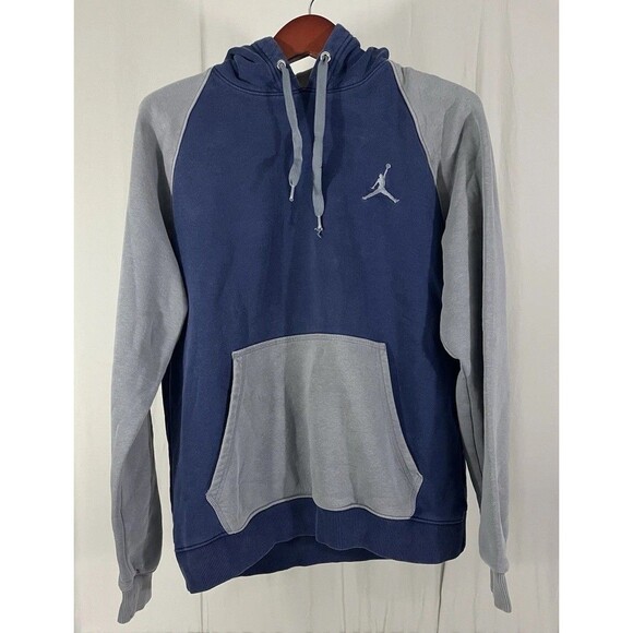 Jordan Hoodie Men Large Blue Gray Sweatshirt Sweater Flight Jump Man Raglan